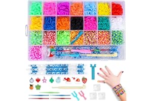 HOMALZ Loom Bands Kit, 4400+ Colorful Loom Rubber Band Starter Set in 28 Unique Colors with Board Accessories Storage Case DIY Refill Bracelet Making Christmas Birthday Toys Gift for Kids Girls Boys