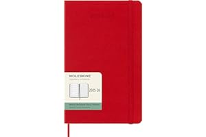 Moleskine Weekly Planner 2025-2026, Agenda Semanal 18 Meses Con Espacio para Notas, Tapa Dura y Cierre Elástico, Formato Grande 13 x 21 cm, Color Rojo Escarlata