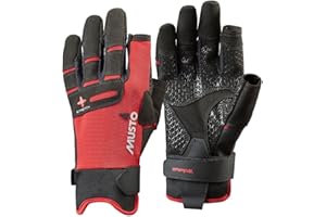 Musto Perfomance Navegación a Vela y Bote Dedo Largo Guantes Rojos - Adultos Unisex - Ligero. Transpirable - Estiramiento fácil