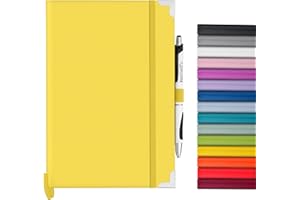 Bstorify A5 Notebook And Pen Set - 160 Lined Pages (14.85 x 21 cm) Yellow Journal Notebook A5 with Hardback Cover, Pen Loop, Expandable Pocket - Ideal for Diary, Notetaking and Writing (A5, Yellow)