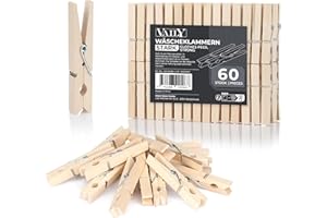 Vaily Pinzas de Madera - Pinzas para secar la Ropa, artesanía y decoración (060 Piezas)