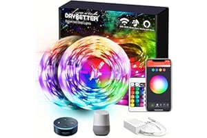 Daybetter Led Strip RGB 15M, Smart WiFi 12v Led Streifen Alexa und Google Assistant Kompatibel, Musik Sync, APP-steuerung, Fernbedienung, Farbwechsel led band für Party, Schlafzimmer und Küche(2x7.5M)