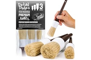 Detail Dudes Car Detailing Brush Ultra Soft Boars Hair Set of 3- Automotive Detail Brushes- Washing & Cleaning for Wheels, Interior Upholstery, Emblem, Air Vent- Vehicles & Auto Interior Detailing Kit