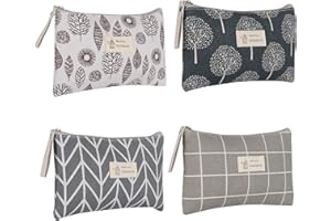 Czemo 4 Pezzi Borsa Cosmetica in Tela - Borse Per Il Trucco Stampate con Cerniera