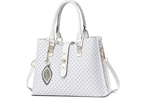 FORRICA Women Handbag Top Handle Bag Elegant Exquisite Pendant Shoulder Bag PU Leather Ladies Crossbody Bag for Banquet Travel Business White