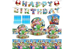 DBZMODISCH Partygeschirr Kindergeburtstag Set 52 Stück, Partyteller Birthday, Enthält Papier Teller, Servietten, Tischdecke Geburtstag, Geburtstag Mitgebsel