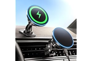 BHHB 15W Magsafe Support Telephone Voiture, Chargeur Induction Voiture sans Fil 2 en 1, Magsafe Accessoires Charger Car, Vent/Dashboard Support de Chargeur Rapide pour iPhone 15 14 13 12 Pro Max Plus
