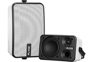 Plyee Audio Altoparlanti Bluetooth 400W, Impermeabili IPX5, Bassi Potenti, Sincronizzazione Wireless con 100 Altoparlanti, Montaggio a Parete per Patio, Veranda, Garage, Coppia (MZ-621)