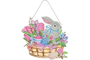 ZOYIEP 5D Ostern Diamond Painting, Ostern Diamond Painting Kits, Hase Ostereier DIY Diamant Painting Anhänger mit Hängekette, Hase Diamant Malerei für Wand Dekoration (B)