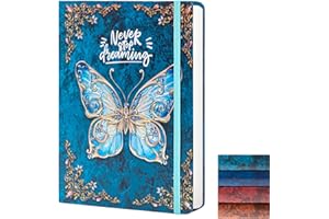 sexeeg Diario universitario a rayas para escribir, cuaderno de tapa dura en relieve de mariposa 3D, diario de escritura para mujer, con banda elástica de cierre, 192 páginas de papel rayado para