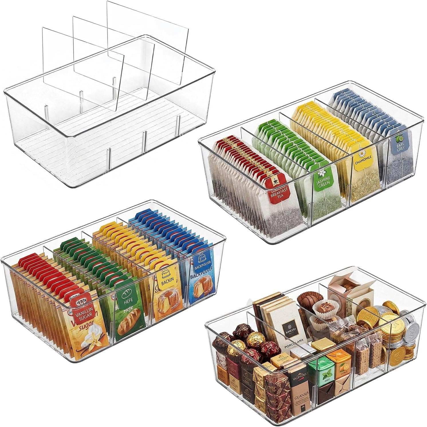 Technische Daten & Spezifikationen : uandu Kühlschrank Organizer 4er Set mit 4 Fäc