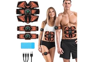GROSBEAK EMS Electroestimulador Muscular, Abdominales Electroestimulacion, USB Recargable EMS Estimulador Eléctrico Abdominal para Hombres Mujeres, Abdomen/Brazos/piernas, 8 Modos y 19 intensidades