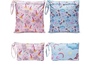 Comius Sharp Borsa per Pannolini, 4 Pezzi Bag Pannolino Riutilizzabile, Lavabili Sacchetto Impermeabile Bambini con Cerniera Contenere i Pannolini per Bambini, Vestiti Sporchi e Altro (B)