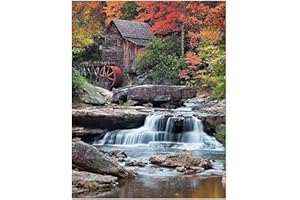 SANYOCZH Diamond Painting Paysage, 5d Diy Broderie Diamond Painting Kit Complet, Peinture Diamant Pour Adultes, Enfant, Seniors, Strass Diamant Arts Craft (12"x16", Paysage De Forêt D'automne)