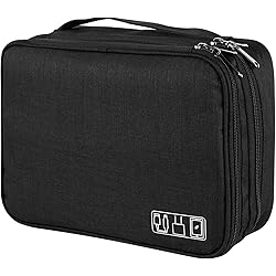 Pochette Cable Et Chargeur 16 X 12 X 6 Cm, Noir Trousse