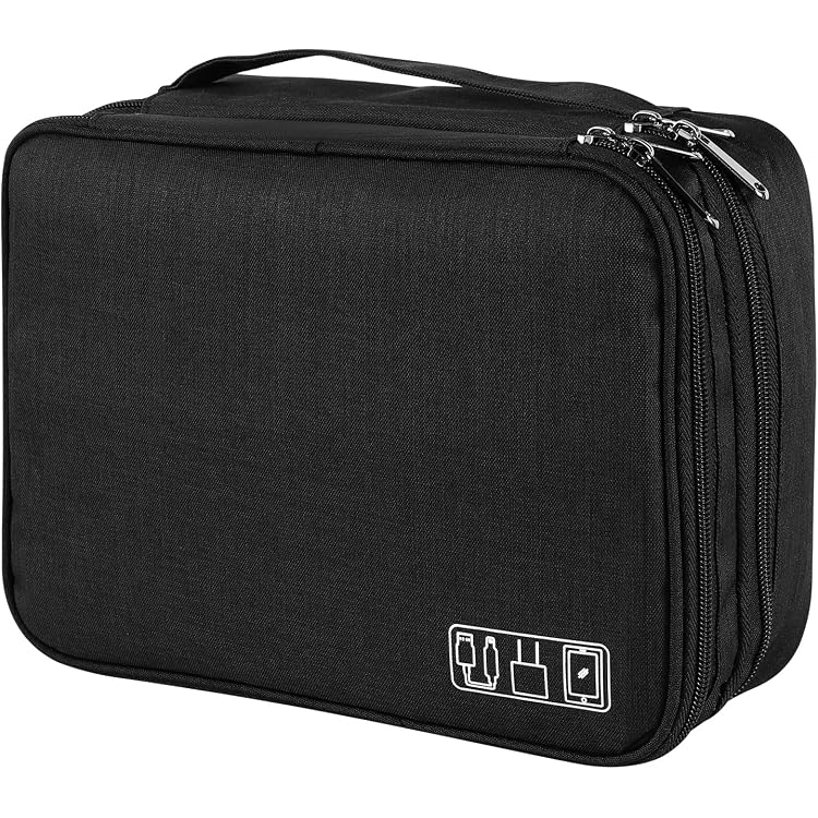 Sac D'Organisation Étanche Pour Accessoires Électroniques - Sac De Voyage Pour Câbles USB, Cartes SD, Chargeurs Et Disque Dur (Noir)