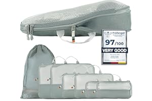 TRAVEL DUDE Organizery podróżne | Torba kompresyjna na bagaż | z plastikowych butelek pochodzących z recyklingu | Kostki do pakowania | Przechowywanie walizek | Torby podróżne na plecaki | 7 części,