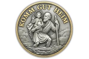 ELBKAISER – Christopherus Auto Magnet - Komm gut Heim – Heiliger Christophorus Plakette fürs Auto – Schutzpatron - Autofahrer & Schutzengel Auto Magnet, edle Christophorus Auto als Geschenk