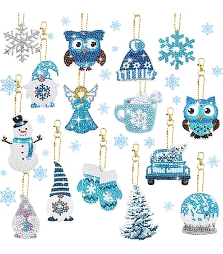 DIY Diamond Painting Weihnachtsanhänger – 15 Sets Zum Basteln, Inkl. Strasssteine & Zubehör