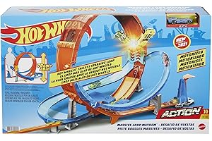Hot Wheels - Playset Schianti Acrobatici del Loop Gigante da 71 cm Pista Macchinine con Veicolo e Lanciatore, Giocattolo per Bambini 5+Anni, HCB00