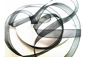 CaPiSo Organza -Schleifenband in 6mm Breite mit Webkante Organzaband Chiffon Chiffonband Durchsichtig Schleifenband (Schwarz, 50m)