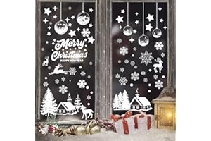 CANCJ Fensterbilder Weihnachten,Schneeflocken Fensterdeko Selbstklebend 9 Blätter Weihnachtliche Fensterbilder für Winter Weihnachts Fenster,Dekoration,Fensterscheiben,Vitrinen,Schneeflocken Weihnachtsdeko