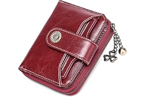 SENDEFN Monederos para Mujer, Cuero auténtico pequeño y Compacto Cartera para Mujer con protección RFID