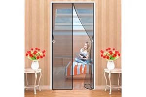 LZHBD Moskitiera do drzwi balkonowych 125 x 215 cm Siatka przeciw owadom 100% z włókna szklanego - Siatka przeciw komarom zamykana automatycznie - z magnesami i magiczną taśmą - czarna