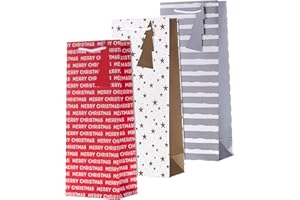 Hallmark Christmas Bottle Bag, Pack of 3, Red, Silver and Gold