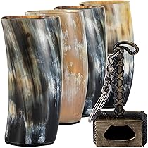 Divit Tasse Viking Authentique En Corne à Boire | Chope Médiévale Authentique En Corne De Bière | Capacité De 710 Ml | Tasse En Corne De Fer (extérieur, Polie