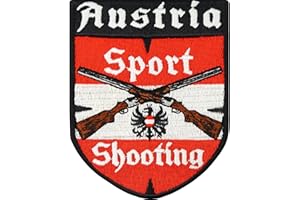 EXPRESS-STICKEREI Sportschen Austria Badge Sport Shooting Iron-On Patch Hunter Patch for Sewing, Austria Hunting Gift for Sports Shooters, Iron-On Patch for All Fabrics, 70 x 90 mm