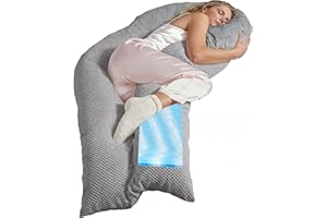 ‎TRAUMREITER Traumreiter Seitenschläferkissen Visco XL langes Wendekissen Memory Foam [orthopädisch] + Watte Seite | Schwangerschaftskissen zum Schlafen, Stillkissen Kissen, Komfortkissen mit Bezug Silber Deluxe