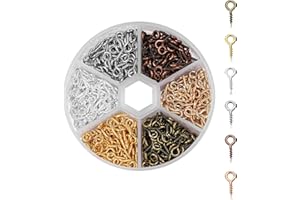 TRAUMARKEU 900 Stück Schraubösen Ösenschraube Kleine Augennadeln Ringschraube Set Mini Schaf Ösenschrauben Metal Augenschrauben Ösenstifte Handarbeit für DIY Art Crafts Schmuck (5 × 10 mm Sechs Farben)