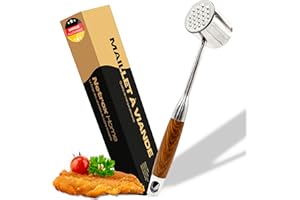 Netrox - Marteau à Viande en Acier Inoxydable avec Poignée en Bois – Attendrisseur Robuste, Ergonomique et Lavable au Lave-Vaisselle – Accessoire Idéal pour Steaks, Escalopes, Cuisine Maison et Pro