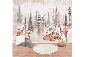MWSSEGGE Papier Peints Geant Panoramique Jungle Du Cerf Sika, Personnalisé 3D, Thème forêt Et Animaux Pour Salon Chambre D'Enfant Décoration Murale, Paysage Naturel Moderne (200x150 cm)