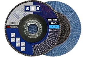 SBS Discos abrasivos de láminas | Ø 115 mm | Grano 40 a 120 | Lote de 10 | Marrón & Azul Acero Inoxidable Metal & Madera Amoladora angular rueda de lijado, Inox blau Korn 40, 0