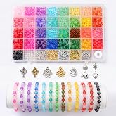 XLTBOMS Beads Bracelets 6mm 34 Colors Bicolor 1775 Pcs DIY Necklaces | 6 mm balls, 34 colours, 1775 kit, round, uniform gloss