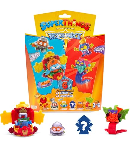 Set Collection Kazoom Kid SUPERTHINGS Superdino V-Rex - Dinosaure Articulé Avec Lumières Et Sons + Figurines Exclusives Jouet Méchant Avec Effets Sonores Et Lumineux