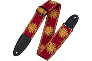 Levy's Polyester/Vinyl Guitar Strap - Jacquard Sun - Red