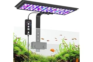 ‎AQQA AQQA Aquarium LED Beleuchtung,24/7 Modus Clip-on Aquarium Licht,DIY-Modus Vollspektrum Aquarium Pflanzenlicht,14W Einstellbarer Timer/Helligkeit mit Memory-Funktion, für 30-45cm Aquarien