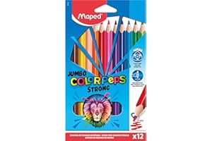 Maped - Ergonomiczne kredki z trzema krawędziami, kolorowe kredki Color'PEPS STRONG Jumbo – wyjątkowo stabilny wkład Ø 4 mm – 12 x pisaki