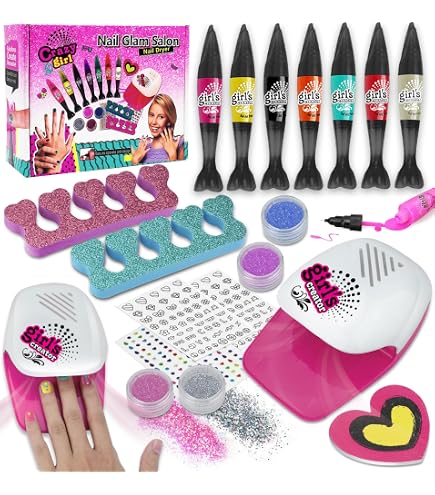 Set De Manicura Y Spa Para Niñas – Kit Completo Con Esmaltes, Pegatinas, Lentejuelas Y Secador – Ideal Para Regalar En Cumpleaños Y Navidad – Edad 5 A 12 Años