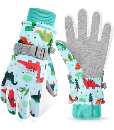 QKURT Skihandschoenen voor kinderen, winter, waterdicht, thermische wanten, eenhoorn-handschoenen, snowboardhandschoenen voor meisjes en jongens van 7 tot 12 jaar (roze