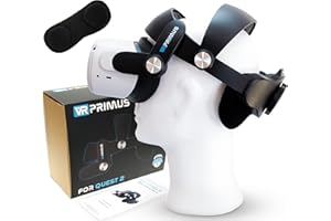 VR Primus® Elite Strap + Protection des lentilles - Compatible avec Meta Quest 2 - Très Confortable, rembourré, Stable, réglage Optimal - Lunettes VR Head Strap Accessoires - Noir