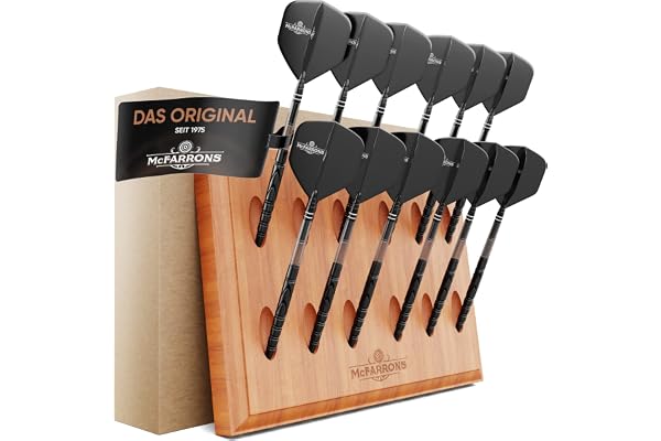 McFARRONS Support de fléchettes en bois pour 12 fléchettes - Rangement mural pratique comme accessoire pour tout type de cible - Convient pour les fléchettes en acier et les fléchettes souples.