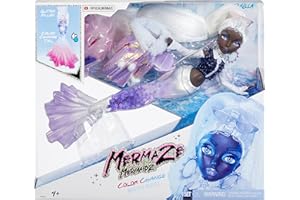 Mermaze Mermaidz Winter Waves - CRYSTABELLA - Includes Mermaid Fashion Doll, Colour Change Fin, Glitter-Filled Tail, and Accessories - For Kids and Collectors Ages 4+, Pink,Purple,White