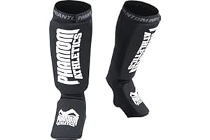 Phantom Athletics Espinilleras – Protección ideal y ajuste óptimo para patadas en el sparring – con protección antitensión para cualquier deporte de combate – MMA, kickboxing y Muay Thai – para hombre