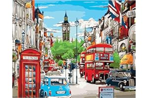 sukoly Paint by Numbers, Painting Acrylic Paint by Numbers for Adults Beginner Painting Kit, Paint by Numbers for Adults Cityscape for Home Wall Decoration Without Frame 16x20 Inch (London Cityscape)