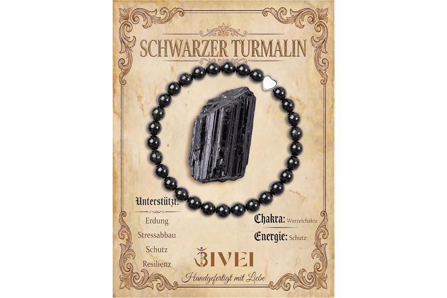 Produktabbildung zu Bivei 6mm Kristall Stretcharmbänder für Damen | Handgemachtes Naturstein-Perlenarmband mit polierte Herzperle, elastisches Yoga-Schmuck Geschenkarmband für damen, beruhigt
