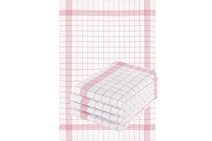 ‎BETZ Betz 5er Set 50 x 70 cm Halbleinen Geschirrtücher extrem strapazierfähig und saugstark Geschirrhandtuch Gläsertuch Jacquard Gläsertücher Küchentuch Handtuch MCT-11 HL rot